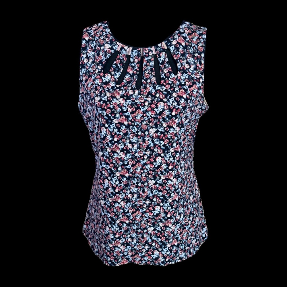 White House Black Market Floral Sleeveless Blouse